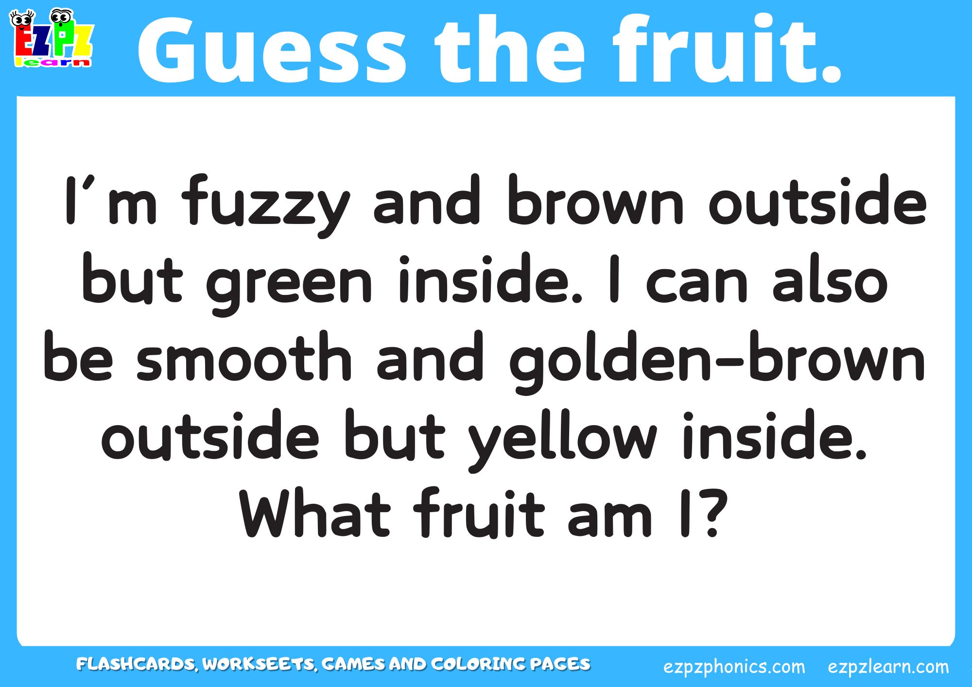 Fruit Guessing Game for Kids and ESL Students. Read the clues and then